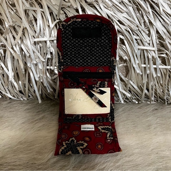 Vintage VERA BRADLEY Red Coin 1999 Retired Square Velcro Wallet Blue Floral - Picture 10 of 13